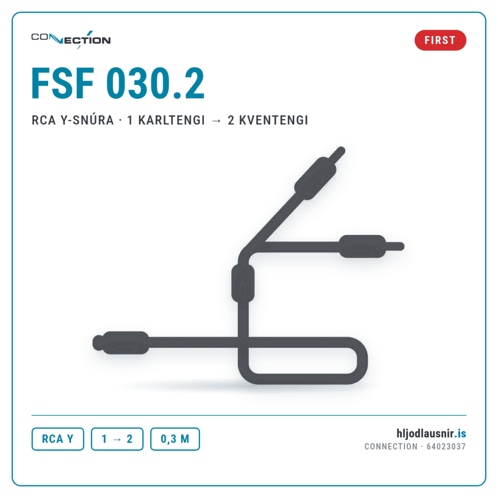 Connection FSF 030.2 – RCA Y-snúra · 1 karltengi → 2 kventengi