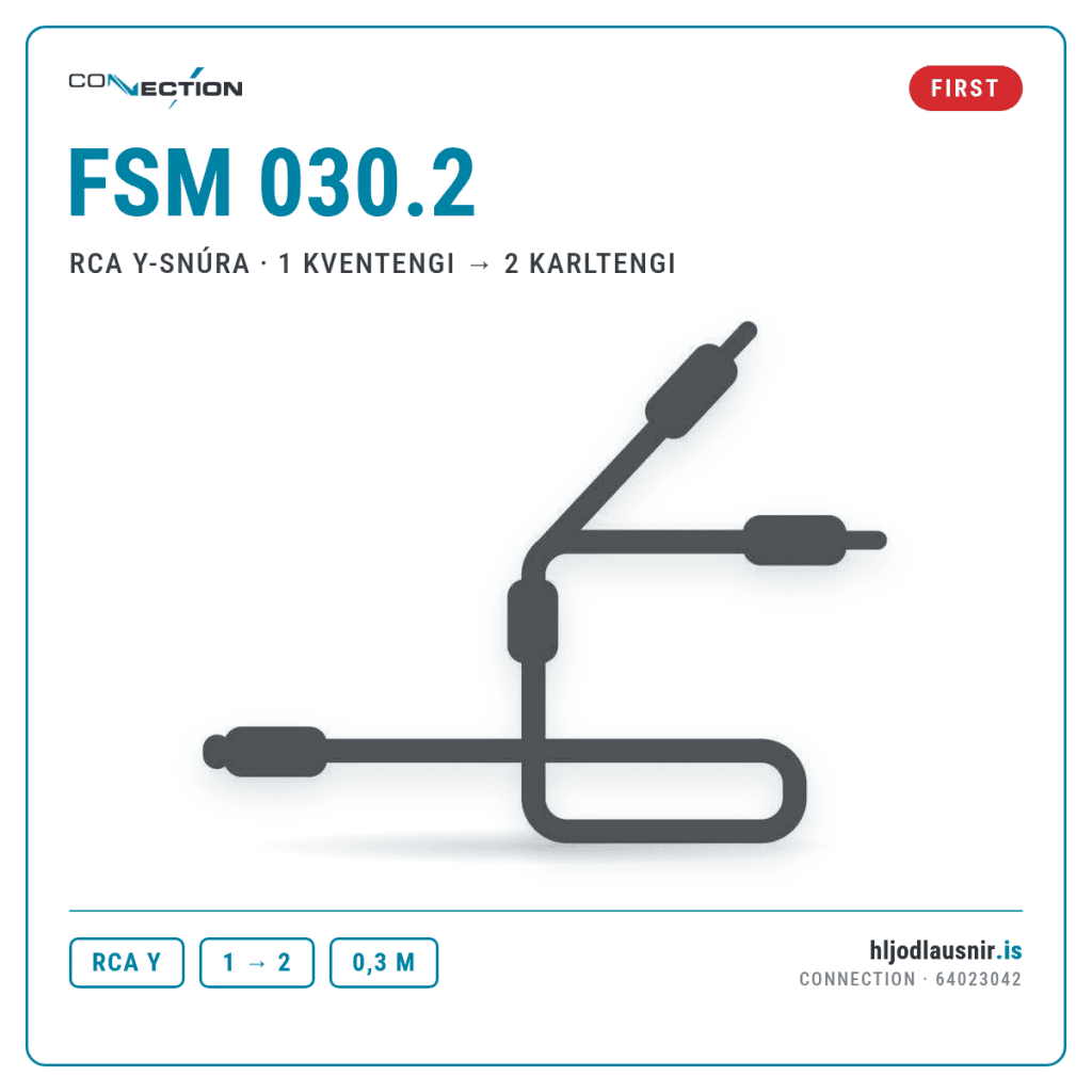 Connection FSM 030.2 – RCA Y-snúra · 1 kventengi → 2 karltengi